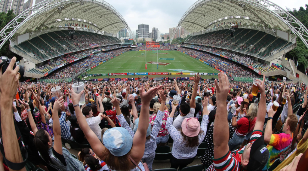Tribune dans le stade de l'événement Hong Kong Seven's